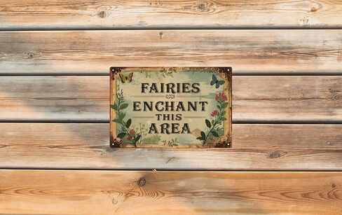 Vintage Metal Tin Sign 8x12 in Enchanted Fairy Magic Whimsical Wall Art for Garden or Patio Decor Adds a Touch of Fantasy & Charm in Saudi Arabia