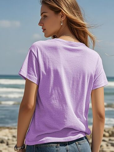 Womens t Shirts Short Sleeve Casual Summer Loose Round Neck Everything is Fine & Dandelion Graphic Tops for Women in Kuwait