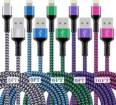 iPhone Charger 4Pack/3-6ft, Long Braided Lightning Cables, Fast Charging Power Charger Cords for iPhone 14 13 12 Pro Max/11Pro Max/SE/X/XS/XR/8/7 Plus, iPad Mini, Air, Cargador Wire Lightening Colored in Saudi Arabia