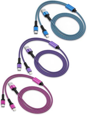 iPhone Charger 4Pack/3-6ft, Long Braided Lightning Cables, Fast Charging Power Charger Cords for iPhone 14 13 12 Pro Max/11Pro Max/SE/X/XS/XR/8/7 Plus, iPad Mini, Air, Cargador Wire Lightening Colored in Saudi Arabia