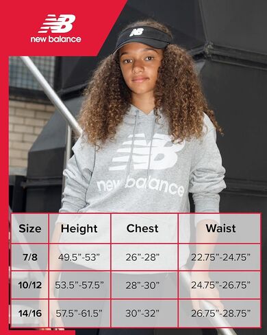 سويت شيرت بغطاء للرأس للفتيات من New Balance - بلوفر من الصوف بكتف منسدل - هوديس كاجوال نشط للفتيات (7-16) in Saudi Arabia
