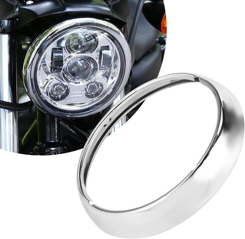 7 "مصباح مصباح ناري دراجة نارية تغطية حلقة المصباح الأمامي لتجميع الطريق لجولة King Electra Glide Glide Glide Tri Glide Flht Flhr (Black) in Saudi Arabia