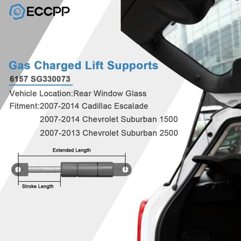 دعم رفع المصعد ECCPP دعامات استبدال الزجاج غاز نوابض غاز ملائمة لكاديلاك Escalade ESV لـ Chevrolet Suburban 1500 2500 Tahoe لـ GMC Yukon Yukon XL 1500 2500 2007-2015 مجموعة من 2 in Saudi Arabia
