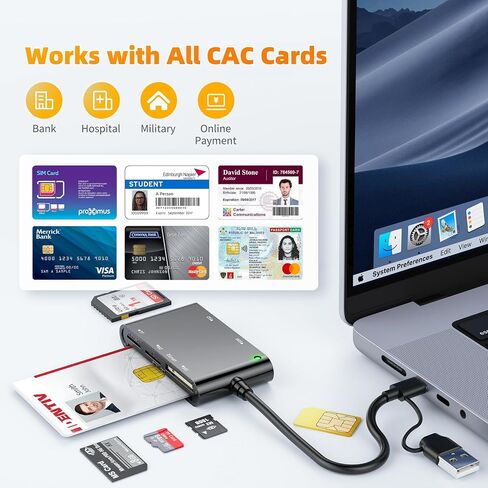 8 in 1 Multi Memory Card Reader USB C Lightning USB3.0 Multi Card Reader for SD TF CF XD MS,SD Card Reader Adapter for iPhone/iPad/MacBook/Samsung/PC Plug and Play Simultaneously Read/Write 5Gbps in Kuwait