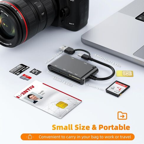 8 in 1 Multi Memory Card Reader USB C Lightning USB3.0 Multi Card Reader for SD TF CF XD MS,SD Card Reader Adapter for iPhone/iPad/MacBook/Samsung/PC Plug and Play Simultaneously Read/Write 5Gbps in Kuwait