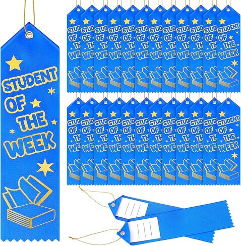 100 Pcs Student of The Month Award Ribbons Bulk 8" x 2" Prizes Ribbons with Event Card and String Award Prize Gift for Tournaments, Competitions, Party, Classroom Home Study Supplies in Saudi Arabia