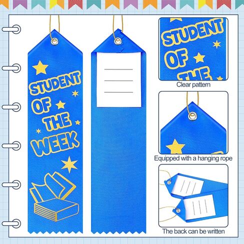 100 Pcs Student of The Month Award Ribbons Bulk 8" x 2" Prizes Ribbons with Event Card and String Award Prize Gift for Tournaments, Competitions, Party, Classroom Home Study Supplies in Saudi Arabia