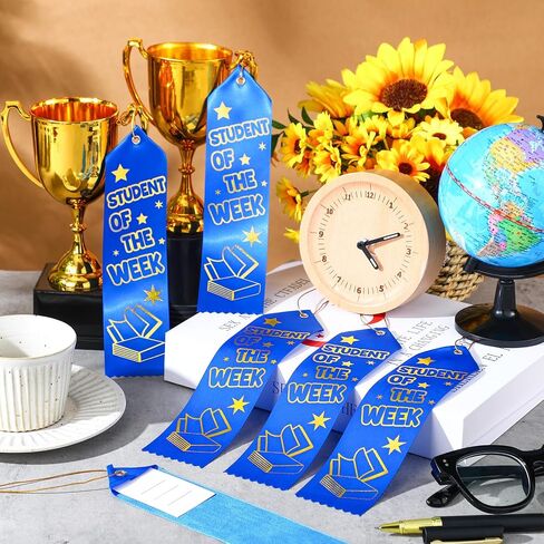 100 Pcs Student of The Month Award Ribbons Bulk 8" x 2" Prizes Ribbons with Event Card and String Award Prize Gift for Tournaments, Competitions, Party, Classroom Home Study Supplies in Saudi Arabia