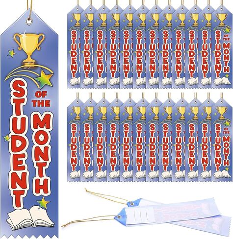 100 Pcs Student of The Month Award Ribbons Bulk 8" x 2" Prizes Ribbons with Event Card and String Award Prize Gift for Tournaments, Competitions, Party, Classroom Home Study Supplies in Saudi Arabia