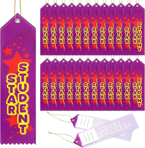 100 Pcs Student of The Month Award Ribbons Bulk 8" x 2" Prizes Ribbons with Event Card and String Award Prize Gift for Tournaments, Competitions, Party, Classroom Home Study Supplies in Saudi Arabia