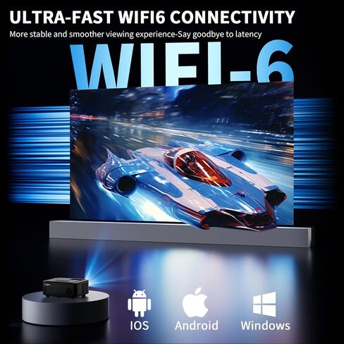 【التركيز الإلكتروني】جهاز عرض SCREENMAX صغير محمول، جهاز عرض مزود بتقنية 5G WIFI Bluetooth، ومكبرات صوت مزدوجة، وجهاز عرض فيديو للمسرح المنزلي 1080 بكسل، وجهاز عرض أفلام LED خارجي، متوافق مع وحدات التحكم في الألعاب، والكمبيوتر الشخصي، والهاتف in Kuwait