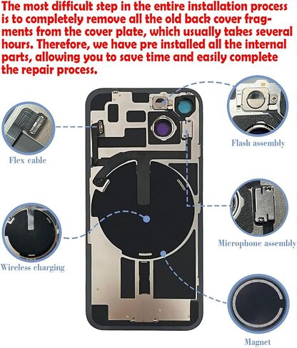 Back Glass Replacement for iPhone 13 with Repir Tools, Big Hole Rear Back Cover Glass Replacement All Carriers with Pre-Installed Adhesive and Repairing Tool Kits (Blue) in Kuwait
