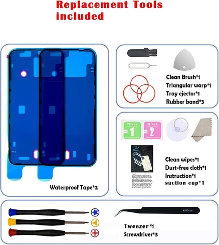 Back Glass Replacement for iPhone 13 with Repir Tools, Big Hole Rear Back Cover Glass Replacement All Carriers with Pre-Installed Adhesive and Repairing Tool Kits (Blue) in Kuwait