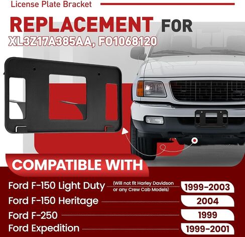 حامل قوس لوحة الترخيص الأمامي متوافق مع 1999-2004 Ford F150 Light Duty ، Heritage ، Expedition ، 1999 F250 ، استبدال لـ XL3Z17A385AA in Saudi Arabia