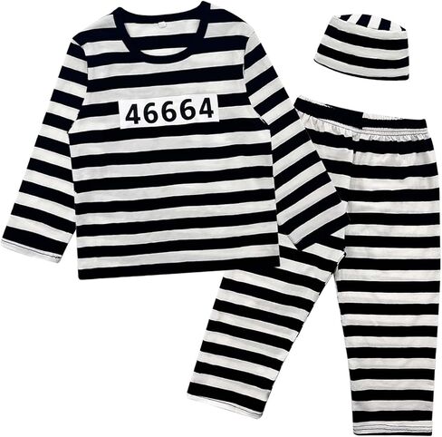 زي أزياء سجناء الأطفال مجموعة سجن سجن السجناء ملابس إجرامية للجنسين هالوين زي إدانة in Kuwait