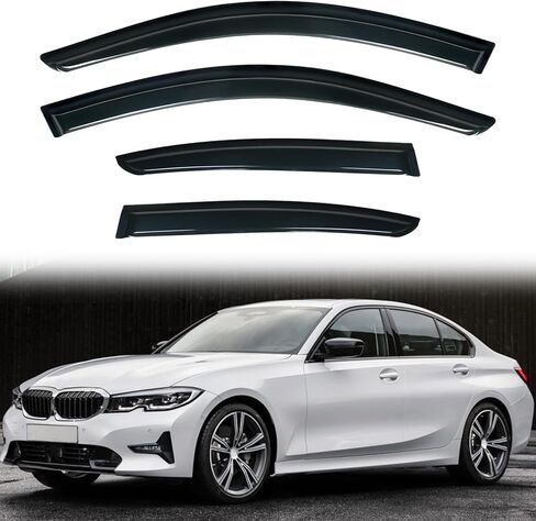 4pcs دخان دخان حارس المطر خارج القنوات متوافق مع 2012-2019 BMW F30 3-Series 4-door سيدان M3 318 320 325 328 330 335 340 I D XDrive E TAPE-ON تنفيس إكسسوارات السيارة in Saudi Arabia
