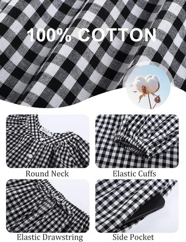 Flygo Womens Gingham Pajama مجموعة 2 قطعة من القطن منقو in Saudi Arabia