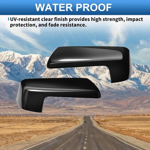 TOP-VIGOR Top Half Mirror Cap Cover Compatible with 2019 2020 2021 2022 2023 2024 2025 Chevy Silverado 1500 and GMC Sierra 1500 (Glossy Black), 2pcs Mirror Covers Replacement for Left & Right Side in Saudi Arabia
