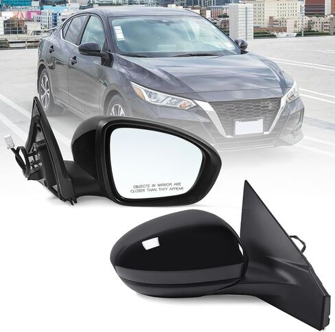 Right Passenger Side Mirror Assembly Fits 2020 2021 2022 2023 2024 Nissan Sentra with Power Glass Manual Folding Match Black Replace NI1321326(3Pins) in Saudi Arabia