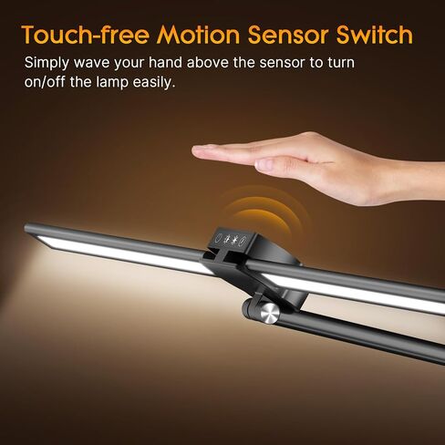 Syrinx LED Desk Lamp with Clamp, Architect Desk Lamp for Home Office with Gesture Sensor Switch, 24W Bright Dimming Desk Light with Remote, 50 Lighting Modes Tempering LED Table Light in Kuwait