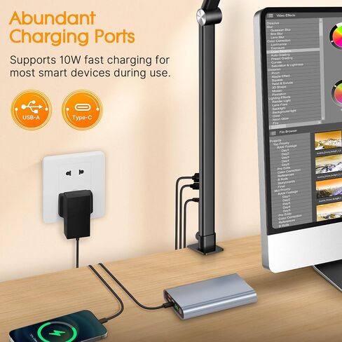 Syrinx LED Desk Lamp with Clamp, Architect Desk Lamp for Home Office with Gesture Sensor Switch, 24W Bright Dimming Desk Light with Remote, 50 Lighting Modes Tempering LED Table Light in Kuwait