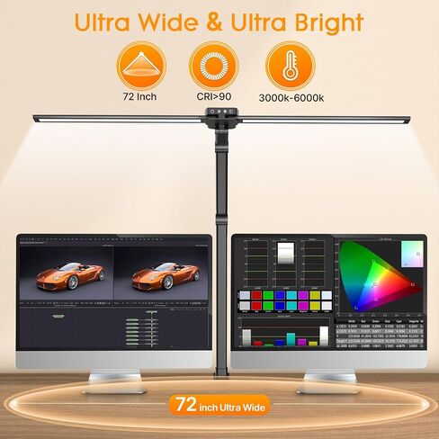 Syrinx LED Desk Lamp with Clamp, Architect Desk Lamp for Home Office with Gesture Sensor Switch, 24W Bright Dimming Desk Light with Remote, 50 Lighting Modes Tempering LED Table Light in Kuwait