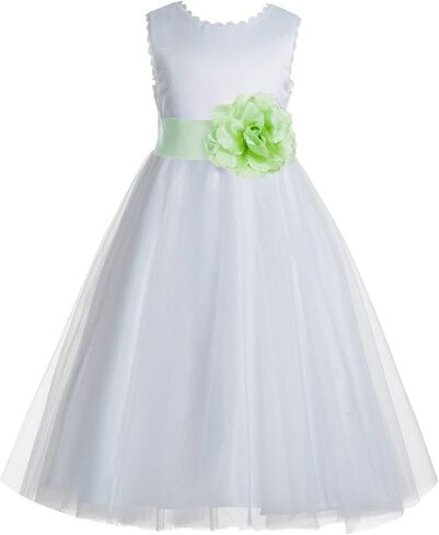 ekidsbridal V-Back Lace Edge Ivory Flower Girl Dress Baptism Dresses Communion Dress Recital Dress 183T in Saudi Arabia