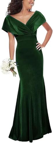 WCHECALIONINO WOMINT'S VELVET DRIDSES LONG LONG MERMAID WROP قبالة الفستان المسائي الرسمي الكتف in Kuwait