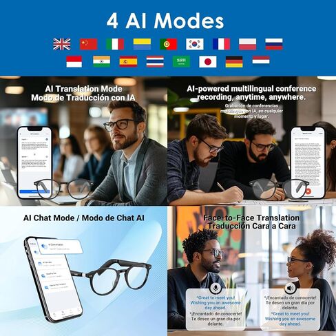 نظارات بلوتوث ذكية للرجال والنساء، التحكم الصوتي ونمط الأذن المفتوحة، نظارات ذكية للاستماع إلى الموسيقى والمكالمات مع مكبرات الصوت IPX4 نظارات صوت بلوتوث مقاومة للماء مع عدسات انتقالية in Saudi Arabia