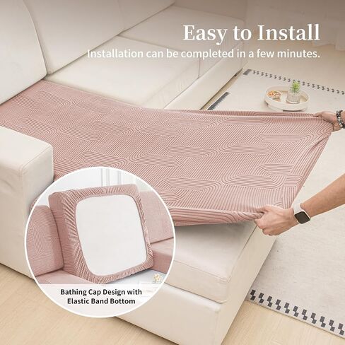 Sectional Couch Covers for Sofa, Soft Cushion Covers, Wear Resistant Stretchy Covers for Pet, Anti Slip Furniture Protector Sofa Slipcovers with Elastic Bottom in Saudi Arabia