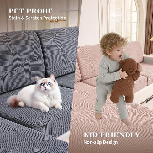 Sectional Couch Covers for Sofa, Soft Cushion Covers, Wear Resistant Stretchy Covers for Pet, Anti Slip Furniture Protector Sofa Slipcovers with Elastic Bottom in Saudi Arabia