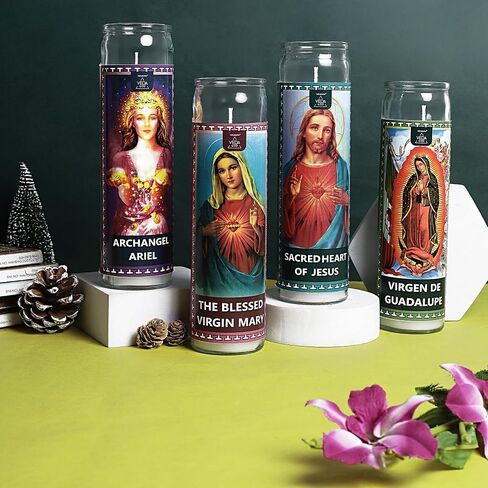 Welburn Veda&Co™ Prayer Candles - Pack of 4, 90 Hours Burn Time Smokeless Unscented Glass Pillar Candle 100% Refined Paraffin Wax, Religious, Memorial, Christmas Vigil, Wedding Home Decor, Emergencies in Saudi Arabia