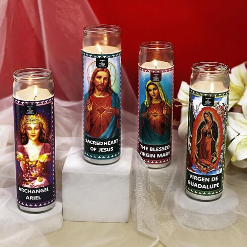 Welburn Veda&Co™ Prayer Candles - Pack of 4, 90 Hours Burn Time Smokeless Unscented Glass Pillar Candle 100% Refined Paraffin Wax, Religious, Memorial, Christmas Vigil, Wedding Home Decor, Emergencies in Saudi Arabia