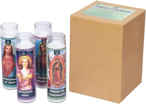 Welburn Veda&Co™ Prayer Candles - Pack of 4, 90 Hours Burn Time Smokeless Unscented Glass Pillar Candle 100% Refined Paraffin Wax, Religious, Memorial, Christmas Vigil, Wedding Home Decor, Emergencies in Saudi Arabia