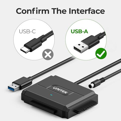Unitek USB 3.0 SATA III Adapter, UASP, 5Gbps, for 2.5/3.5" HDD/SSD | For 2.5/3.5" SATA HDD/SSD Up To 18TB, Optical; UASP 70% Faster Read; 5Gbps USB 3.0; Plug & Play; 12V Adapter Included in Saudi Arabia