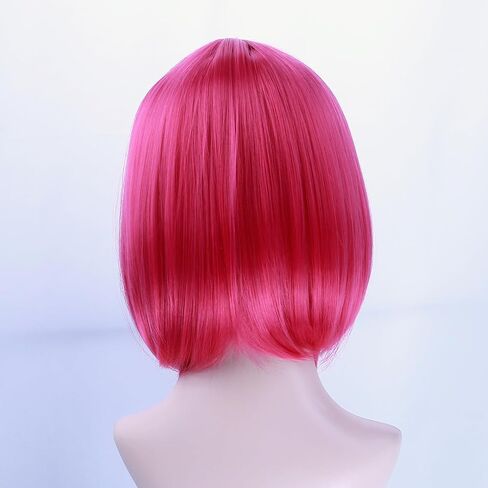 MAGQOO Dark Purple Wig for Women Girls Mardi Gras Bob Wig Short Straight Purple Wig with Bangs Synthetic Heat Resistant Halloween in Kuwait