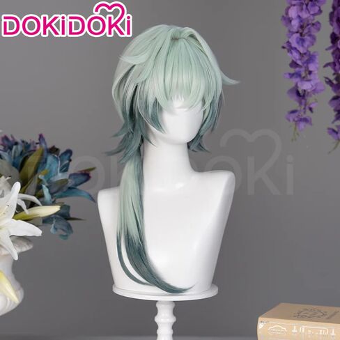 KIRA KIRA Anaxa Wig Game Honkai: Star Rail Anaxagoras 60cm Long Grey Green Hair Cosplay Party Wig for Women Men in Kuwait