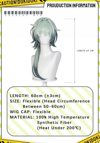 KIRA KIRA Anaxa Wig Game Honkai: Star Rail Anaxagoras 60cm Long Grey Green Hair Cosplay Party Wig for Women Men in Kuwait