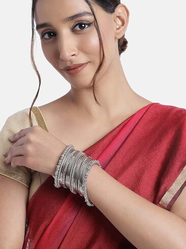 Iwels Silver Bollywood Bangle Bollywood Bangle للنساء (ADB159S) (حزمة 2) in Saudi Arabia