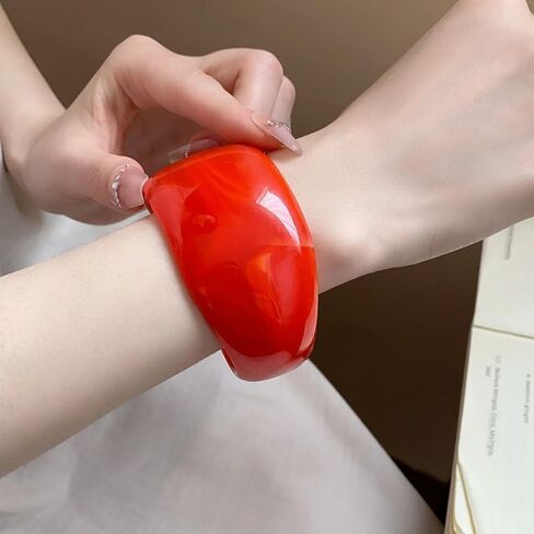 Bohemian Colorful Geometric Cuff Bangle Chunky Irregular Wide Bangle Bracelets Multiple Color Acrylic Resin Statement Jewelry for Women Party Jewelry in Saudi Arabia