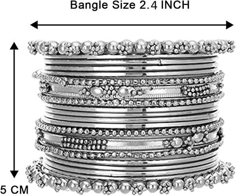Iwels Silver Bollywood Bangle Bollywood Bangle للنساء (ADB159S) (حزمة 2) in Saudi Arabia