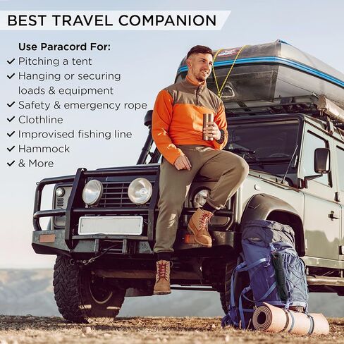 TECEUM Paracord Type III 550 Apricot – 200 ft – 4mm – Tactical Rope MIL-SPEC – Outdoor para Cord –Camping Hiking Fishing Gear and Equipment – EDC Parachute Cord – Strong Survival Rope 085 n1 in Saudi Arabia