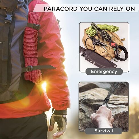 TECEUM Paracord Type III 550 Apricot – 200 ft – 4mm – Tactical Rope MIL-SPEC – Outdoor para Cord –Camping Hiking Fishing Gear and Equipment – EDC Parachute Cord – Strong Survival Rope 085 n1 in Saudi Arabia