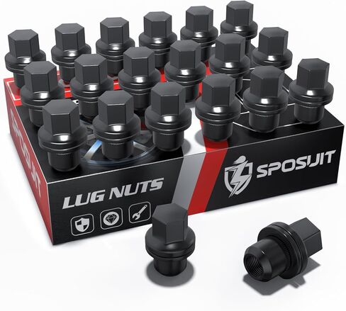 Sposuit M14x1.5 Lug Nuts - Replacement for 2019-2024 Land Rover Defender, 1998-2024 Discovery, 1996-2024 Land Rover Range Rover - OEM Factory Style Closed End Black Lug Nut(20 Pcs) in Kuwait