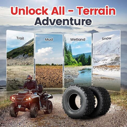 Set of 2 All-Terrain ATV UTV Tires 20x10-10 20x10x10 for Off-road, Trail, Mud, and Sand, 4-Ply, Tubeless in Kuwait