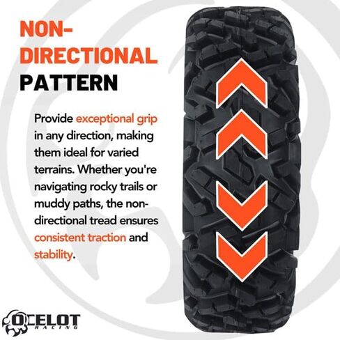 OCELOT RT350 26x9x12 utv إطارات all-terrain tyre 6-ply تحيز النمط غير الاتجاهية عدوانية النمط العدواني للمتانة ، قبضة ، والجر على الطرق الوعرة ، إطارات ATV 26x9x12 in Saudi Arabia