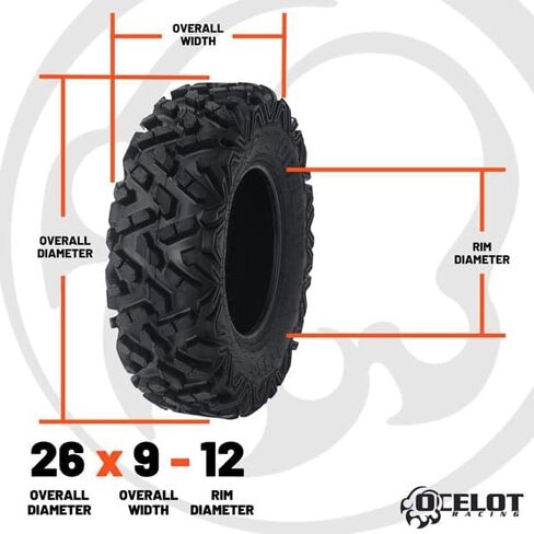 OCELOT RT350 26x9x12 utv إطارات all-terrain tyre 6-ply تحيز النمط غير الاتجاهية عدوانية النمط العدواني للمتانة ، قبضة ، والجر على الطرق الوعرة ، إطارات ATV 26x9x12 in Saudi Arabia