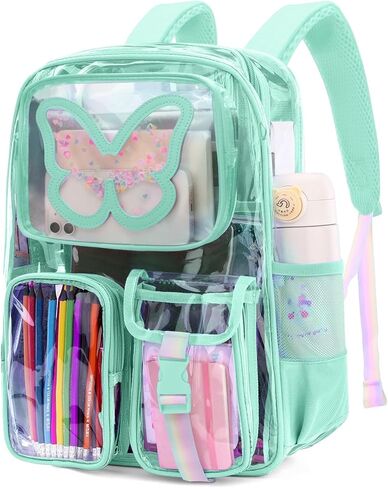 Clear Backpack for Girls Women Heavy Duty Transparent Bookbag Cute Bag Large Capacity See Through Backpacks for School in Saudi Arabia
