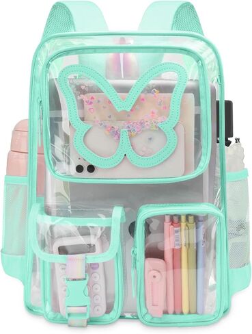 Clear Backpack for Girls Women Heavy Duty Transparent Bookbag Cute Bag Large Capacity See Through Backpacks for School in Saudi Arabia