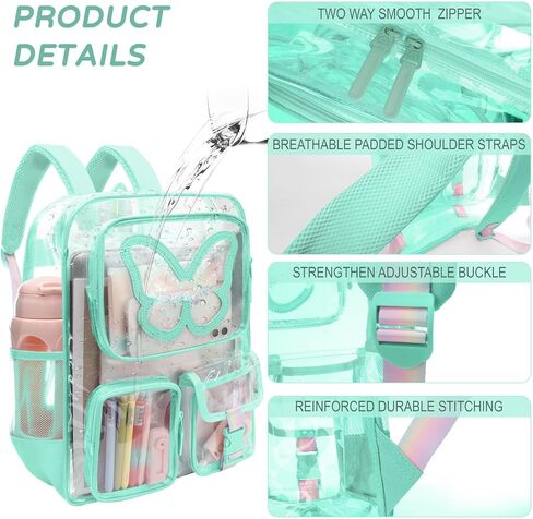 Clear Backpack for Girls Women Heavy Duty Transparent Bookbag Cute Bag Large Capacity See Through Backpacks for School in Saudi Arabia